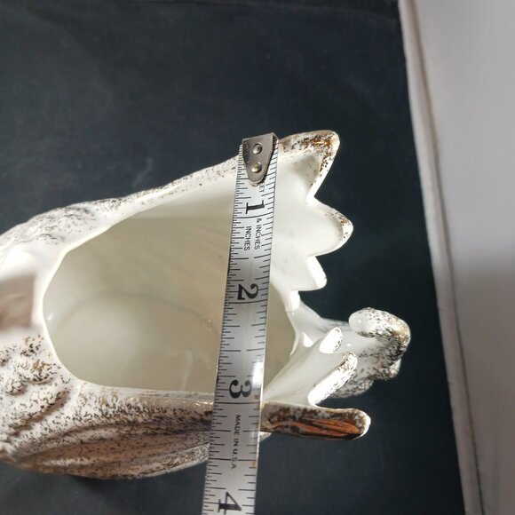 Vintage MCM Porcelain Swan Planter Figurine Gold & White Vase - Picture 8 of 11